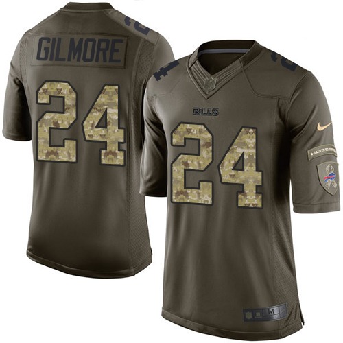 Men's Limited Stephon Gilmore Nike Jersey Green - #24 Salute to Service NFL Buffalo Bills